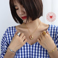 Gold Irregular Hollow Organic Open Pendant Necklace view 3