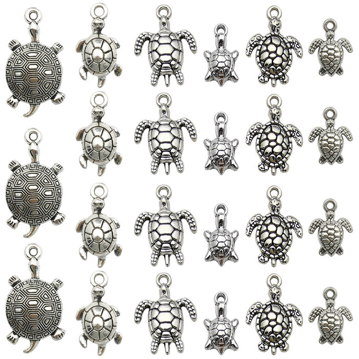 Antique Silver Turtle Metal Charms with 7 Listed Options