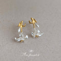 Two-Tone Gold Silver Frosted Lily Flower Stud Earrings view 4