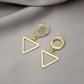 Crystal Look Round Top Open Triangle Dangle Earrings view 3