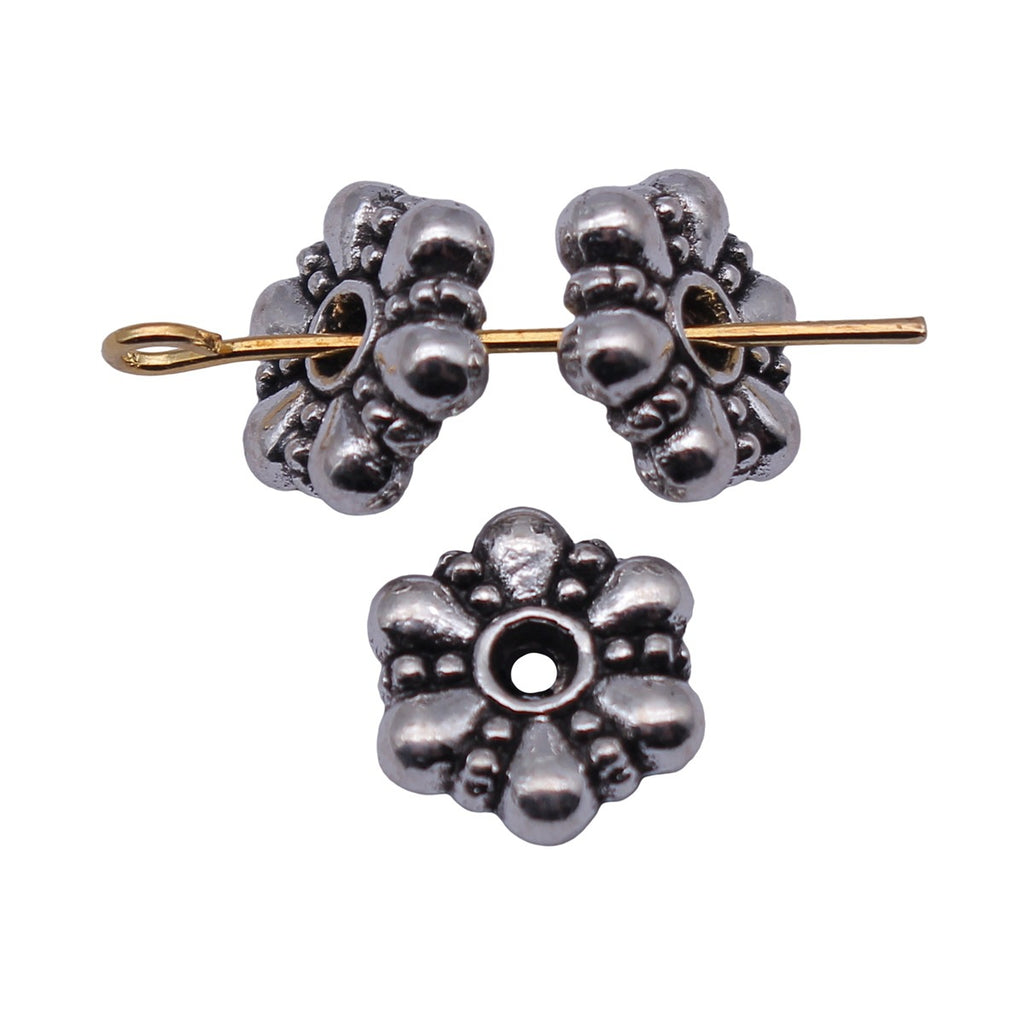 9.9x9.9x3.1mm 1.1g Antique Silver Zinc Alloy Flower Spacer Beads for Bracelet Necklace Jewelry Making