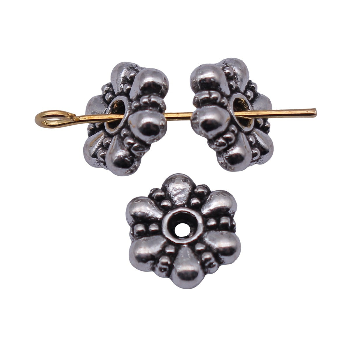 9.9x9.9x3.1mm 1.1g Antique Silver Zinc Alloy Flower Spacer Beads for Bracelet Necklace Jewelry Making