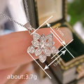 Silver Tone Crystal Pave Flower Pendant Necklace with Chain view 4