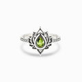 Openwork Lotus Frame Pear Stone Ring In Five Center Colors view 9