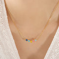 Gold Multicolor Enamel Smiley Faces Bar Pendant Necklace view 6