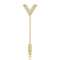 Crystal Letter Y Long Stick Pin in Gold or Silver Tone view 1