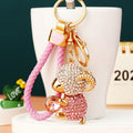 Jeweled Lamb Holding a Gem Keychains in Three Colors with Loop Options view 4