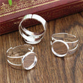 Silver Tone Adjustable Ring Blanks with Round Bezel Pads view 4
