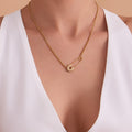 Stainless Steel Safety Pin Zircon Necklace Star Heart Charm view 4