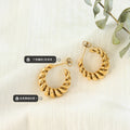 Gold Steel Twisted Rope C-Shape Hoop Stud Earrings view 2