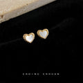 Gold Heart Shell Stud Earrings Mother Of Pearl Center view 4
