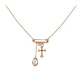 Paperclip Chain Cross and Pearl Pendant Necklace Fashion Jewelry view 5