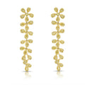 Gold Tone Leaf Branch Long Drop Earrings with Clear Stone Accents view 5