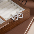 Gold and Silver Interlocking Clear Ring Stud Earrings view 7