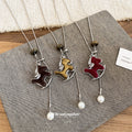 Flocked Horse Pendant Long Necklaces - 3 Styles Polished Decorative Design view 1