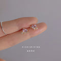 Gold Pink Heart Zircon Stud Earrings Crystal Bar Accent view 3