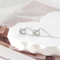Cat Face Stud Earrings Clear Stone Gold Silver 2 Styles view 3
