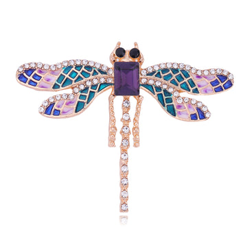 Dragonfly Crystal Two Designs Metal Brooch Pin for Jackets and Lapels
