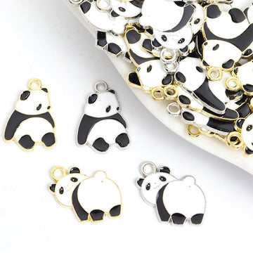 Black and White Panda Charms in Two Poses and Two Tones