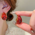 Red Festive Motif Earrings in Twenty Two Distinct Designs view 6