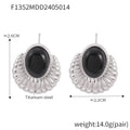 Textured Heart Fan Black Stone And Stacked Disc Drop Earrings view 10