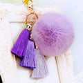 Triple Silk Tassel Keychains in Gradient and Faux Fur Pom Configurations view 1