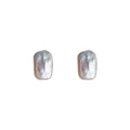Irregular Lavender Rectangle Pearl Like Stud Earrings view 5