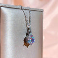 Silver Round Six Prong CZ Gourd Bail Pendant Necklace view 4