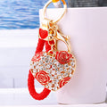 Crystal Rose Heart Keychains in Four Colors with Braided and Clasp Free Loops view 1
