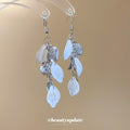 Blue and Silver Petal Sequin Hook Earrings with Reflective Details view 2
