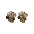 Gold Floral Crystal Cluster Stud Earrings Polished Metal Jewelry view 5