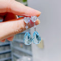 Heart And Pear-Shaped Two-Stone Drop Earrings In Two Colors view 6