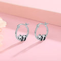 Silver-Tone Cartoon Panda Climbing Mini Hoop Earrings view 3