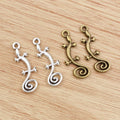 Curled Tail Gecko Charms in Two Antique Metal Finishes view 2