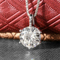 Silver-Tone Brass Six-Prong Round Cubic Zirconia Pendant Necklace view 4