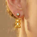 Crystal Bear Drop Earrings in Gold and Silver Tone view 3
