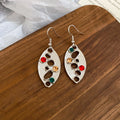Multicolor Stone Openwork Leaf Drop Hook Earrings Statement Pair view 6