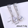 Silver Tone Clear Teardrop Long Dangle Earrings Jewelry view 5