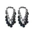 Black Teardrop Beaded Chandelier Earrings in Two Metal Tones view 5