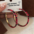 Leopard Pattern Hoop Earrings in Pink, Beige and Red, Three Styles view 8