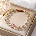 Faceted Clear Bead and Gold Tone Evil Eye Cord Bracelets view 8