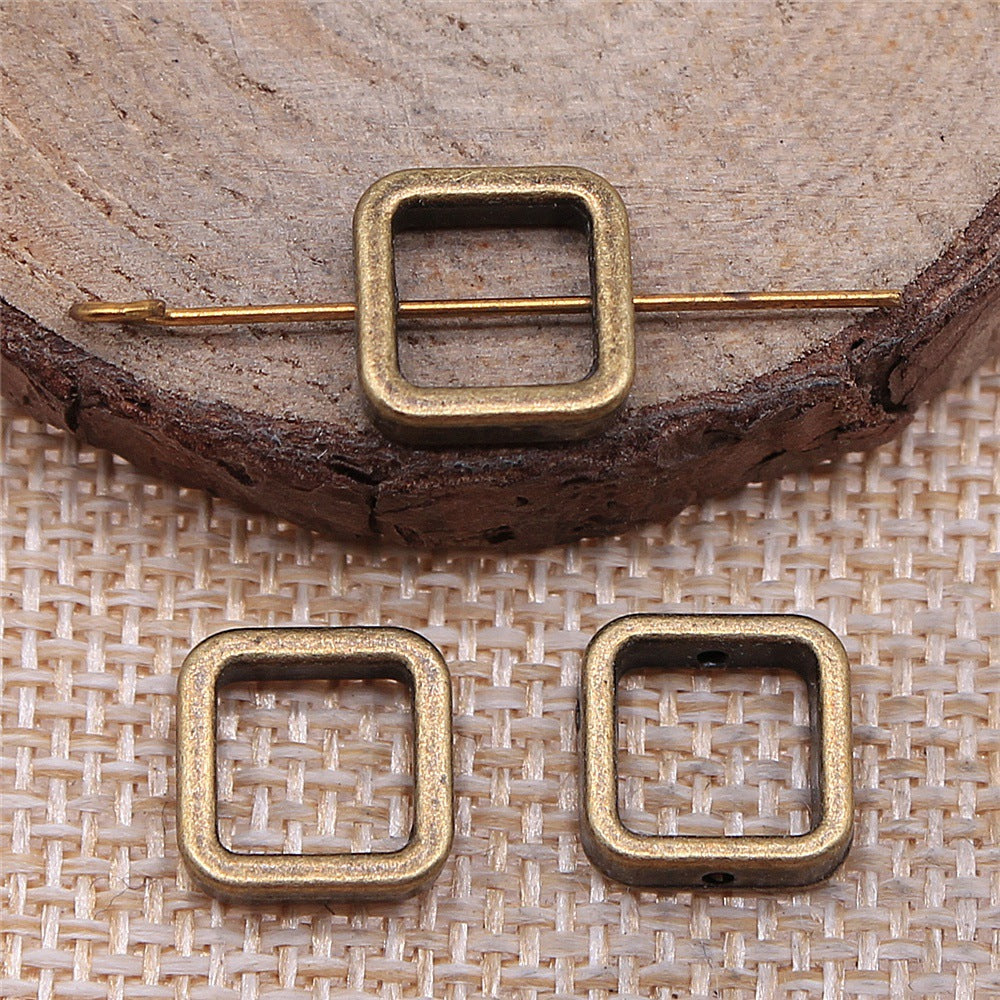 11x11x3mm 1g Multicolor Zinc Alloy Hollow Rectangle Loose Metal Beads for Bracelet Necklace DIY