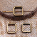 Open Square Frame Spacer Beads in Two Antique Metal Tones view 4