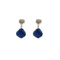 Blue Iridescent Irregular Round Gold Tone Dangle Earrings view 5