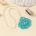 Beaded Turquoise Scallop Shell Charm Pendant With Pearl Accents view 2