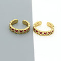 Gold Tone Red and Clear Crystal Heart Adjustable Open Ring view 5