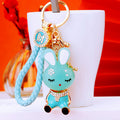 Enamel Rabbit Character Keychains in Six Colors with Bare Wrist Loops view 4