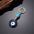 Silver Tone Beaded Glass Evil Eye Split Ring Keychains view 6