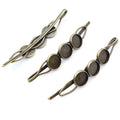 Leaf Shaped Triple Cabochon Hair Clip Base in Antique Bronze view 3