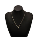 Gold Dual Chain Heart Pendant Necklace Layered Clavicle view 5